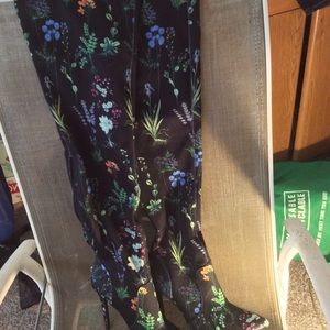 Floral pattern stilletto boots
